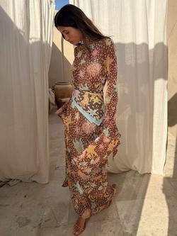 Never Fully Dressed Star Fawn Aria Dress containing LENZING™ ECOVERO™ Viscose, Brown/Multi, Brown/Multi