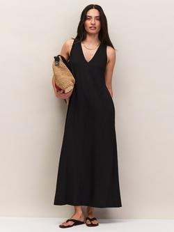 Ro&Zo Sleeveless Slub Jersey V-Neck Dress, Black