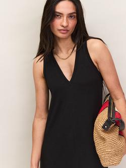 Ro&Zo Sleeveless Slub Jersey V-Neck Dress - view 2, Black
