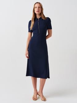 Ghost Haisley Zip Neck Midi Dress - view 2, Navy