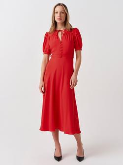 Ghost Florence Crepe Midi Dress, Red - view 2, Red
