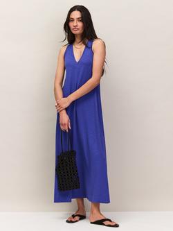 Ro&Zo Petite Sleeveless Slub V-Neck Dress, Blue