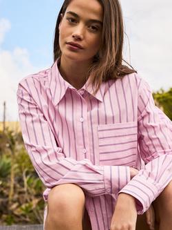 Ro&Zo Stripe Long Sleeve Shirt, Pink - view 2, Pink