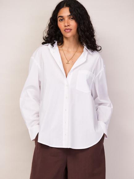 Ro&Zo Cutwork Embroidered Back Shirt, White, White