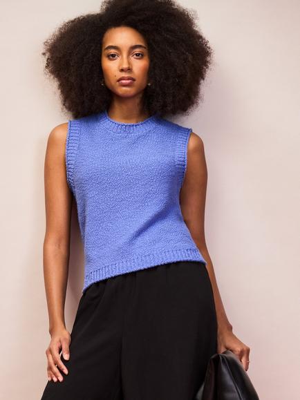 Ro&Zo Textured Knit Vest, Blue, Blue