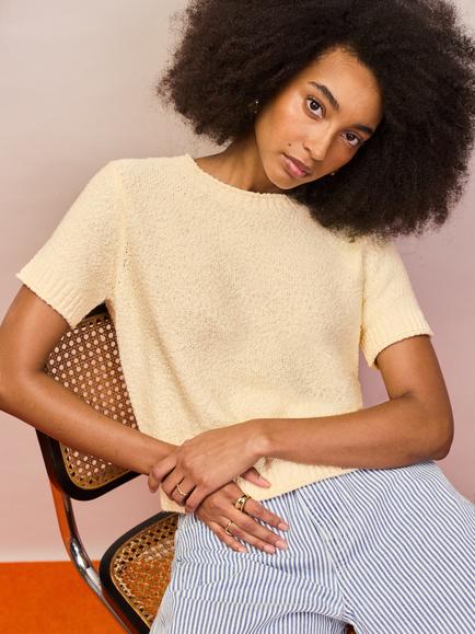 Ro&Zo Textured Knit Top, Yellow, Yellow