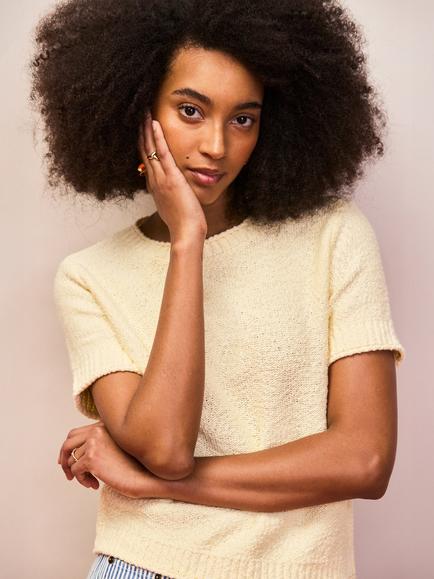 Ro&Zo Textured Knit Top, Yellow - view 2, Yellow