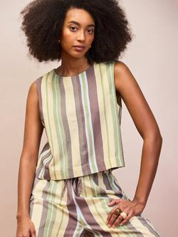Ro&Zo Stripe Shell Top, Green/Multi, Green/Multi
