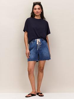 Ro&Zo Slub Jersey Cropped T-Shirt, Blue - view 2, Blue