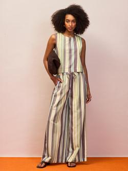 Ro&Zo Stripe Wide Leg Trousers, Green/Multi, Green/Multi