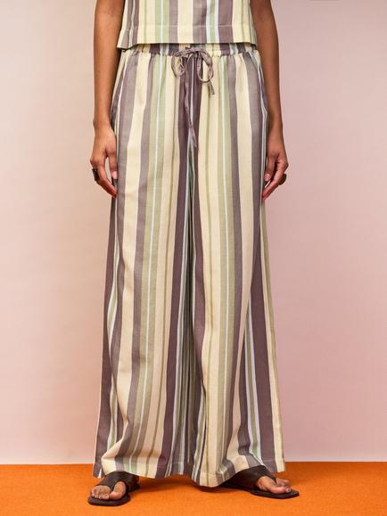 Ro&Zo Stripe Wide Leg Trousers, Green/Multi - view 2, Green/Multi