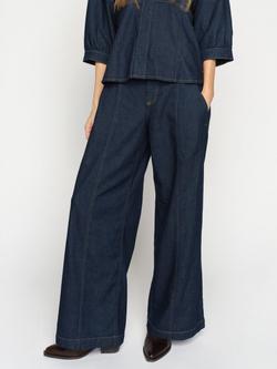 MOS MOSH Verone Flared Wide Leg Jeans, Dark Blue, Dark Blue