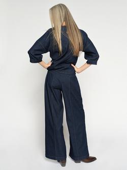 MOS MOSH Verone Flared Wide Leg Jeans, Dark Blue - view 2, Dark Blue