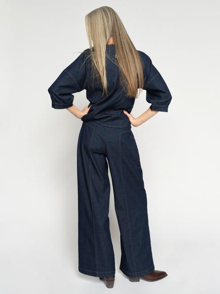 MOS MOSH Verone Flared Wide Leg Jeans, Dark Blue - view 2, Dark Blue