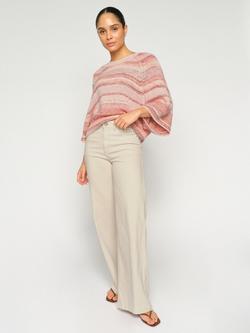 MOS MOSH Colette Fringe Trim Wide Leg Jeans, Clay - view 2, Clay