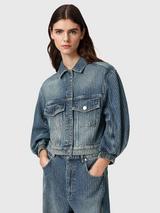 AllSaints Luca Stripe Denim Jacket, Titan Blue