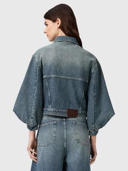 AllSaints Luca Stripe Denim Jacket, Titan Blue - view 2, Titan Blue
