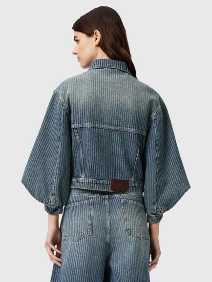 AllSaints Luca Stripe Denim Jacket, Titan Blue - view 2, Titan Blue