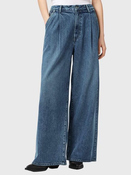 AllSaints Haze Pleat Detail Jeans, Mid Indigo, Mid Indigo