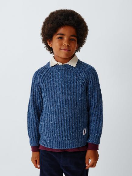 John Lewis Kids' Fleck Jumper, Blue Fleck Multi, Blue Fleck Multi
