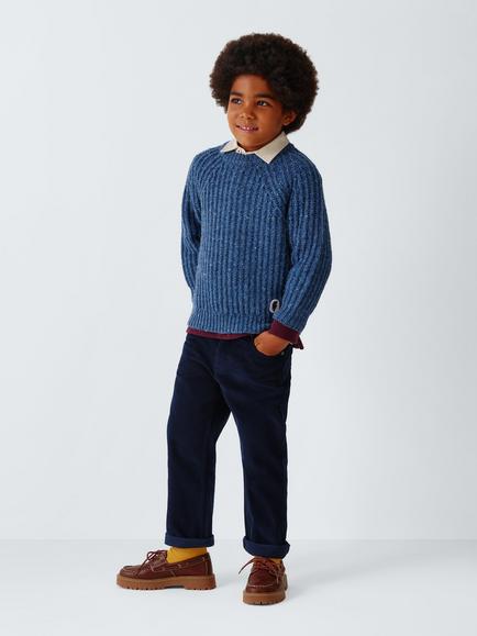 John Lewis Kids' Fleck Jumper, Blue Fleck Multi - view 2, Blue Fleck Multi