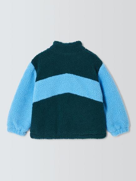 John Lewis Kids' Chevron Stripe Borg Fleece Jacket, Sea/Boy Blue - view 2, Sea/ Boy Blue
