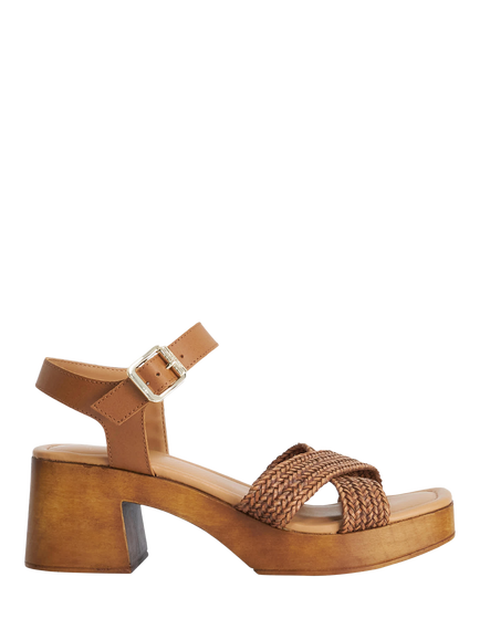 Dune London Janko Block Heel Sandals, Tan, Tan