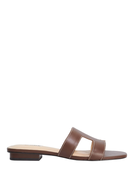 Dune London Loupe Flat Slider Sandals, Chocolate