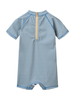 WHEAT Baby Cas Short Sleeve UPF40 Swimsuit, Blue/Multi - view 2, Blue/Multi