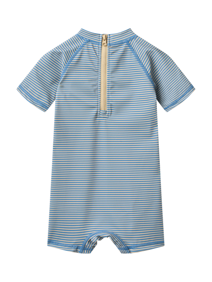WHEAT Baby Cas Short Sleeve UPF40 Swimsuit, Blue/Multi - view 2, Blue/Multi