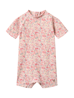 WHEAT Baby Cas Short Sleeve UPF40 Swimsuit, Powder Flowers, Powder Flowers