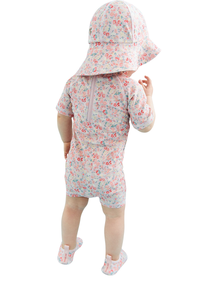 WHEAT Baby Bora UPF Sun Hat, Powder Flowers - view 2, Powder Flowers