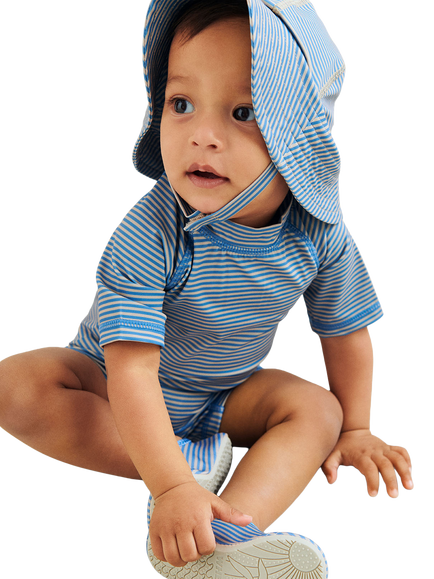 WHEAT Baby Striped UPF40 Sun Hat, Blue/Multi, Blue/Multi