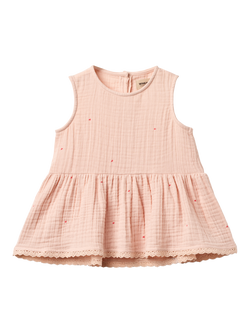 WHEAT Kids' Bae Sleeveless Lace Trim Dress, Mid Pink, Mid Pink