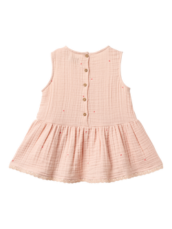 WHEAT Kids' Bae Sleeveless Lace Trim Dress, Mid Pink - view 2, Mid Pink
