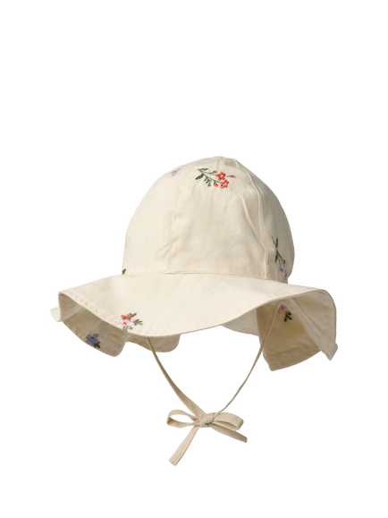 WHEAT Baby Daisy Embroidered Floral Sun Hat, Ivory, Ivory
