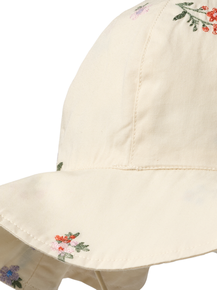 WHEAT Baby Daisy Embroidered Floral Sun Hat, Ivory - view 2, Ivory