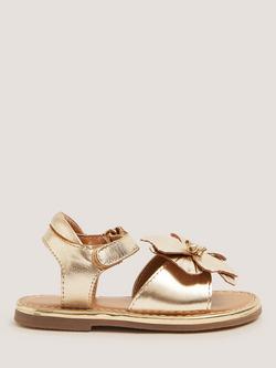 Monsoon Baby Metallic Leather Open Toe Sandals, Gold, Gold