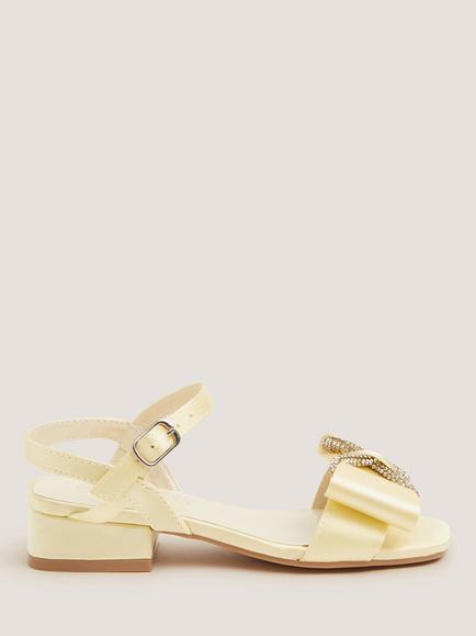 Monsoon Kids' Diamante Low Heeled Open Toe Sandals, Yellow, Yellow