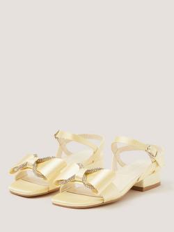 Monsoon Kids' Diamante Low Heeled Open Toe Sandals, Yellow - view 2, Yellow