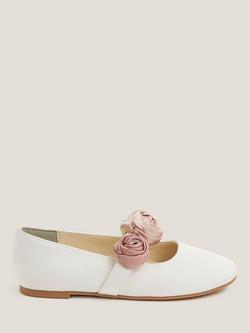 Monsoon Kids' Rosette Ballet Flats, Ivory, Ivory