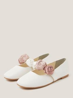 Monsoon Kids' Rosette Ballet Flats, Ivory - view 2, Ivory