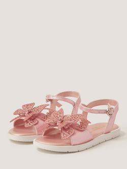 Monsoon Kids' Diamanté Butterfly Sandals, Pink - view 2, Pink