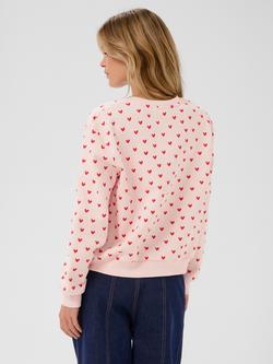 Saint Tropez Pamma Crew Neck Heart Print Sweatshirt, Pink/Red - view 2, Pink/Red