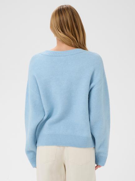 Saint Tropez Paria V-Neck Heart Jumper, Skyway - view 2, Skyway