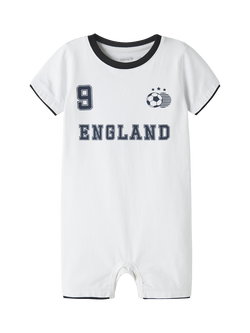 NAME IT Baby England Football Short Romper, Bright White, Bright White