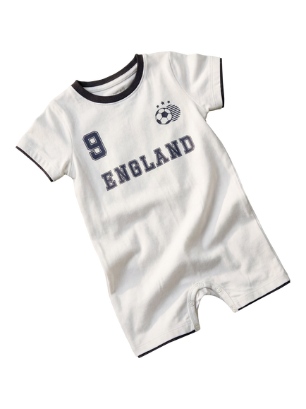 NAME IT Baby England Football Short Romper, Bright White, Bright White