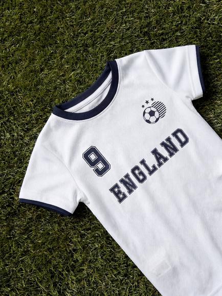 NAME IT Baby England Football Short Romper, Bright White - view 2, Bright White