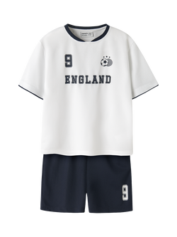 NAME IT Kids' England Football T-Shirt and Shorts Set, Bright White, Bright White