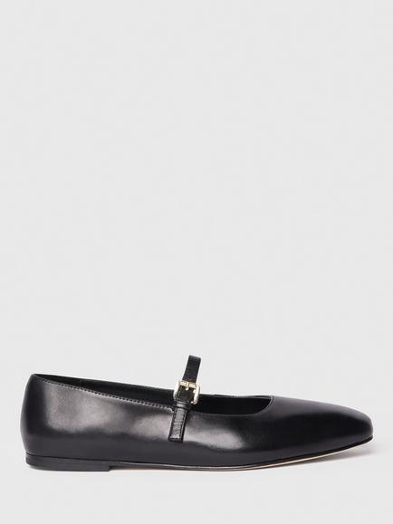 Whistles Leather Mary Jane Ballerina Pumps, Black, Black